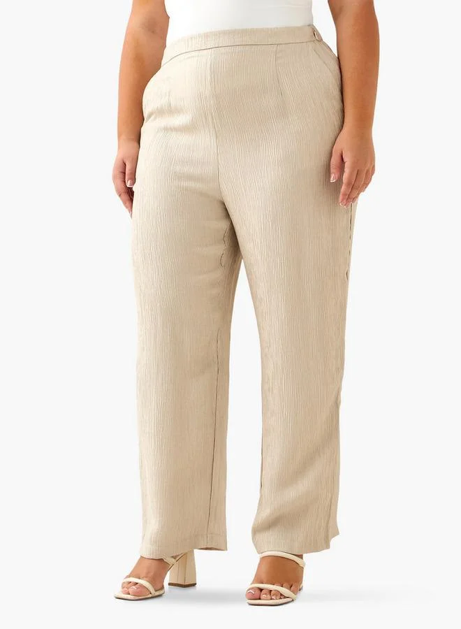 Ulla Popken Ulla Popken Straight Fit Textured Pants