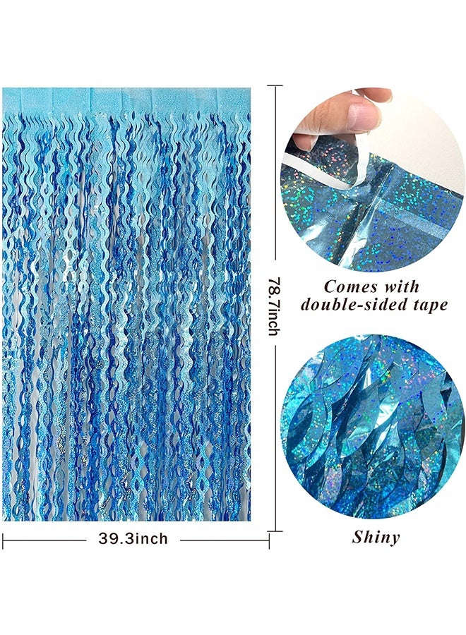 Tinsel Foil Fringe Curtains Wavy Backdrop for Parties Sparkle Metallic Wavy Foil Fringe Backdrop Curtain for Party Decorations Photo Booth Props for Birthday Graduation Wedding - Image 2