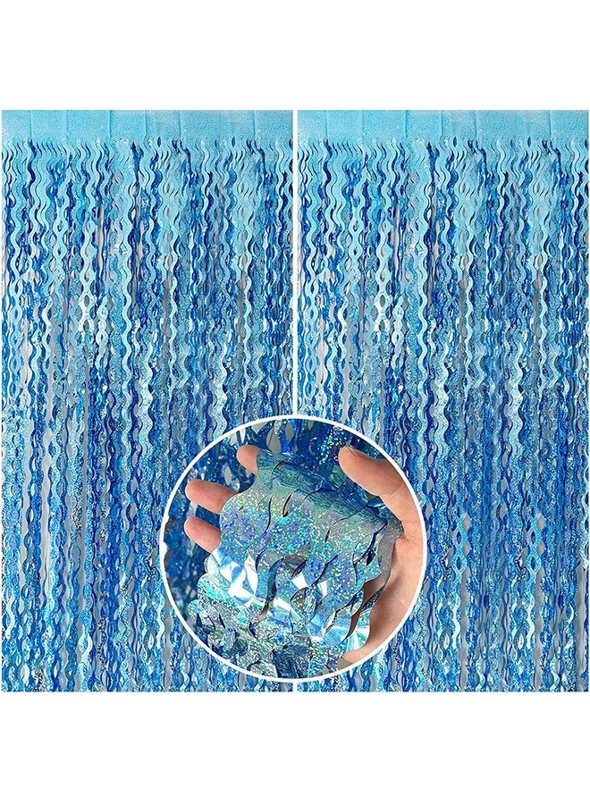 Tinsel Foil Fringe Curtains Wavy Backdrop for Parties Sparkle Metallic Wavy Foil Fringe Backdrop Curtain for Party Decorations Photo Booth Props for Birthday Graduation Wedding - Image 1