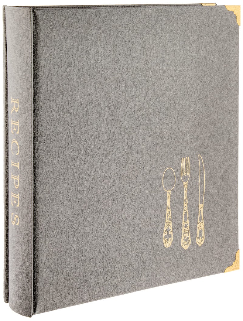 C.R. Gibson CR Gibson Gray Leatherette Lined Recipe Notebook 11 x 12 