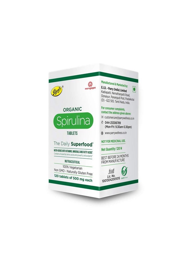 Parry's Wellness Organic Spirulina Tablets - Most Bio-Available Protein & Nutri-Dense Superfood | Immunity And Health Supplement | Metabolism Booster | 100% Vegan | 120 Tablets (500Mg Each)  - Image 4