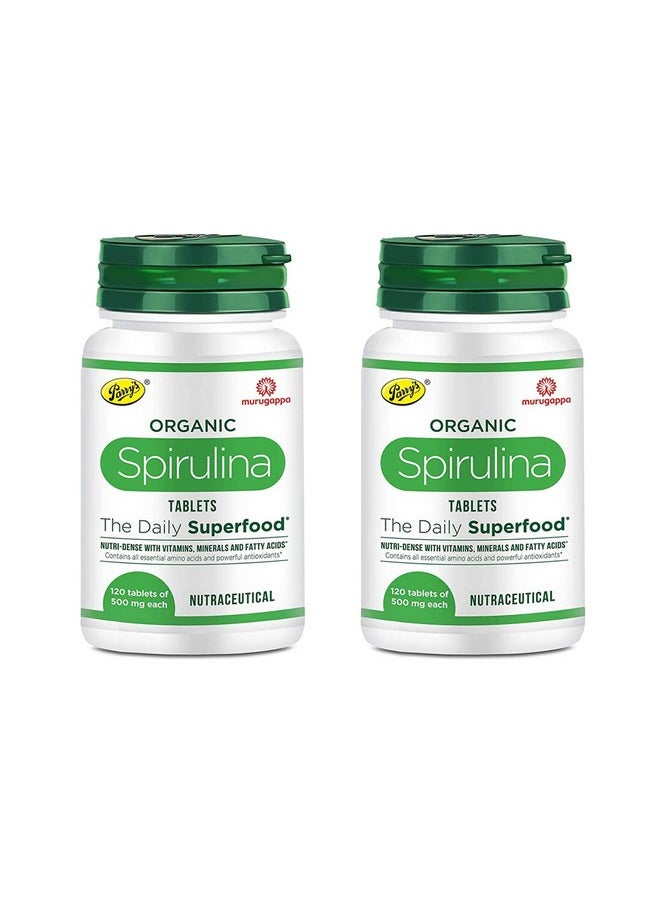 Parry's Wellness Organic Spirulina Tablets - Most Bio-Available Protein & Nutri-Dense Superfood | Immunity And Health Supplement | Metabolism Booster | 100% Vegan | 120 Tablets (500Mg Each)  - Image 1