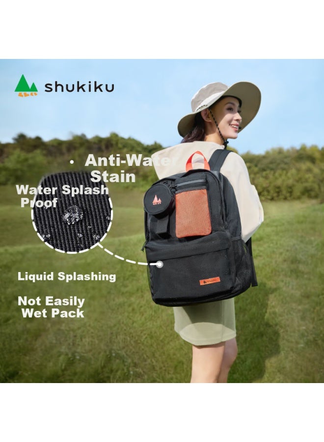 Shukiku حقيبة ظهر خفيفة الوزن قابلة للفصل لطلاب المدارس المتوسطة والثانوية والجامعات، حقيبة سفر مريحة، أسود، المقاس M - Image 3