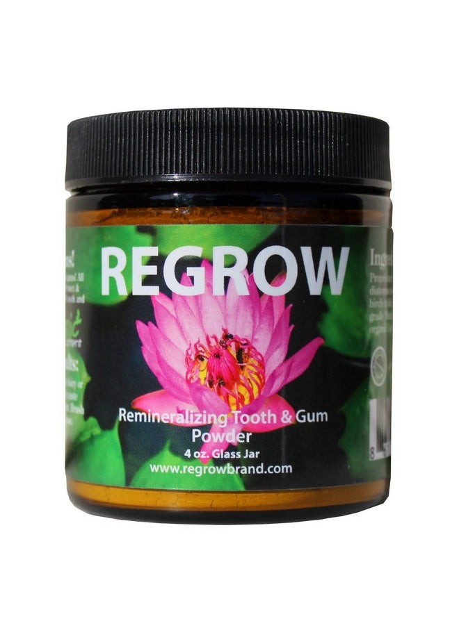 REGROW BRAND - Regrow Remineralizing Tooth Powder Whiter Teeth Naturally Cleans Heals Protects & Stop Sensitive Teeth And Gums All Natural 4Oz Glass Jar - Image 1