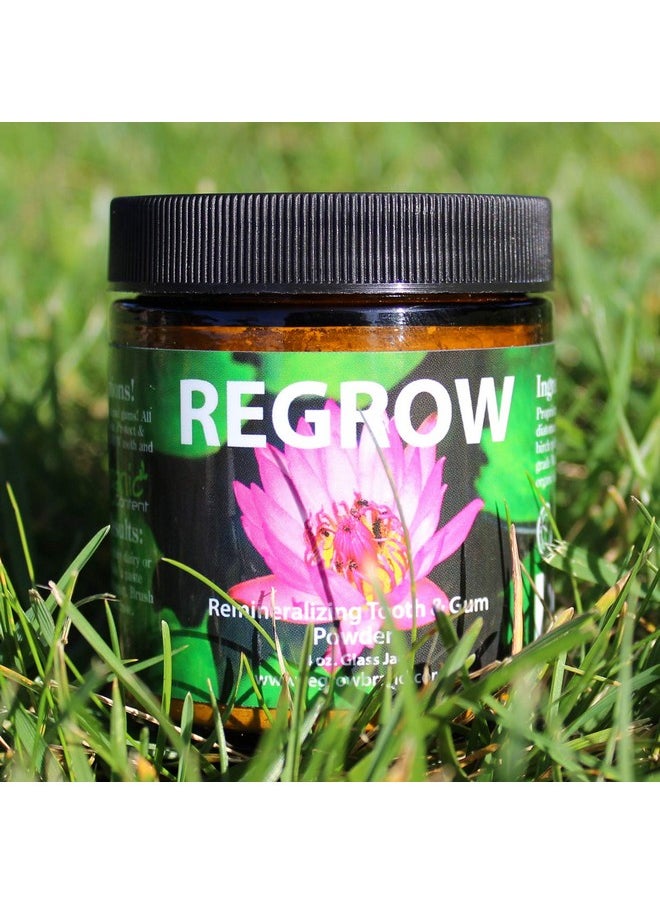 REGROW BRAND - Regrow Remineralizing Tooth Powder Whiter Teeth Naturally Cleans Heals Protects & Stop Sensitive Teeth And Gums All Natural 4Oz Glass Jar - Image 1