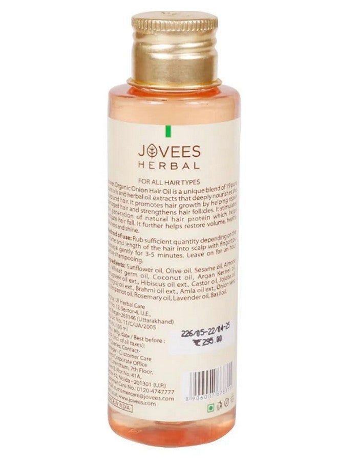 Jovees Herbal Organic Onion Hair Oil 100ML | Controls Hair Fall, Promotes Growth | Contains Onion Seed Oil, Olive oil, Sesame oil, Almond oil | Suitable for All Hair Types - Image 2