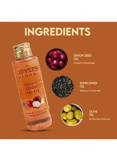 Jovees Jovees Herbal Organic Onion Hair Oil 100ML | Controls Hair Fall, Promotes Growth | Contains Onion Seed Oil, Olive oil, Sesame oil, Almond oil | Suitable for All Hair Types  - Image 5