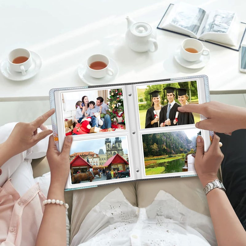 فينتي Fintie Photo Album 4x6 Photos - 112 Photo Premium Vegan Leather Cover مع Snap Fastener Portable Wallet Photo Albums Emerald Marble - Image 3