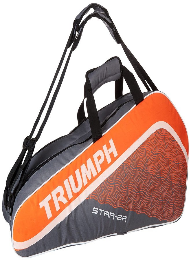 ترايامف مضرب تنس الريشة Triumph Bolt خفيف الوزن مصنوع من مركب الجرافيت، مع حقيبة Star-6R ذات حجرتين، لون أحمر - Image 3