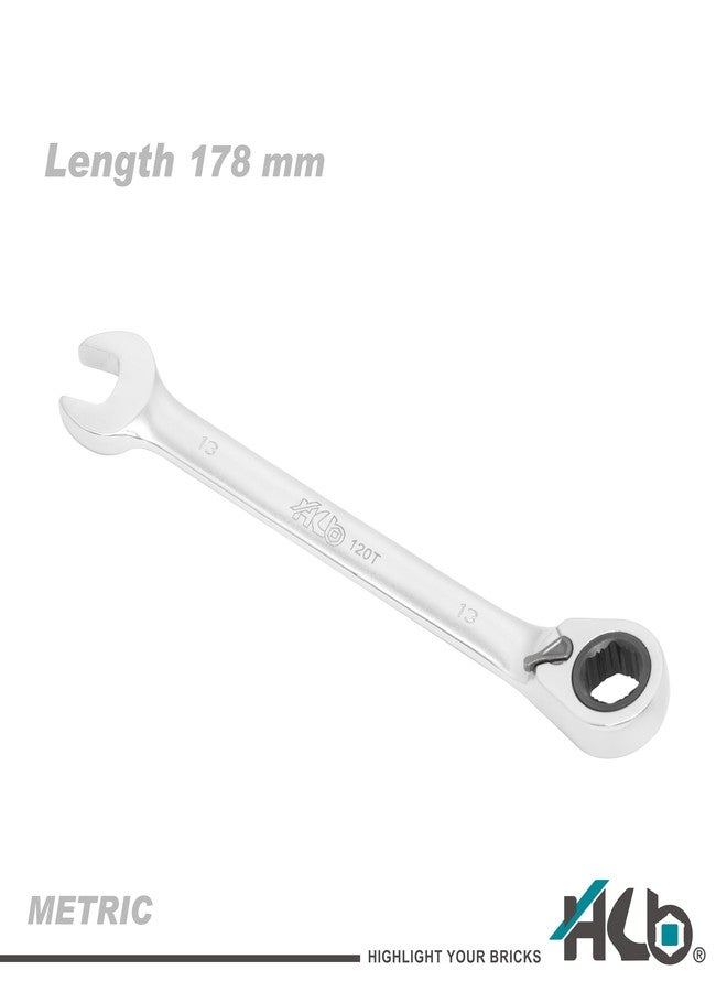 HB 13mm Ratchet Wrench WGR013-U | 120-Tooth Non-Slip Reversible Metric Spanner 3° Arc Swing | Patented Grip Plus Rounded Bolt Remover | Chrome Vanadium Steel Micro-Chrome Finish | Made in Taiwan - Image 2