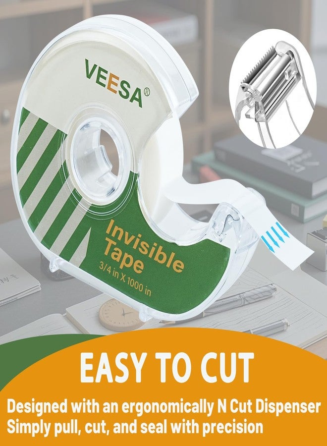 VEESA Invisible Tape, 12 Dispensered Rolls, 3/4 x1000 Inches, Matte Finish, Gift Wrapping Tape for Label & Mend, Classroom, Office, Back to School Supplies - Image 2