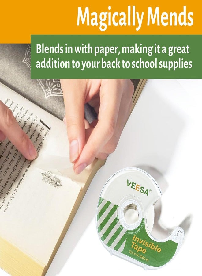 VEESA Invisible Tape, 12 Dispensered Rolls, 3/4 x1000 Inches, Matte Finish, Gift Wrapping Tape for Label & Mend, Classroom, Office, Back to School Supplies - Image 3
