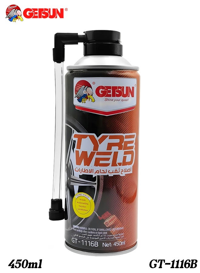 جيتسون بخاخ إصلاح ثقوب الإطارات الفوري من جيتسون، سعة 450 مل، منفاخ ومانع تسرب للإطارات المسطحة في حالات الطوارئ، لا حاجة لرافعة أو أدوات، مناسب للسيارات وسيارات الدفع الرباعي والشاحنات الصغيرة والدراجات النارية - G-1116B - Image 1