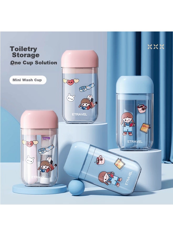 Badigao Travel Toiletry Cup Set With Toothpaste, Toothbrush, Portable Three-in Storage Box, Mouthwash Cup For Travel, Business Trips And Hotel Use - Image 3