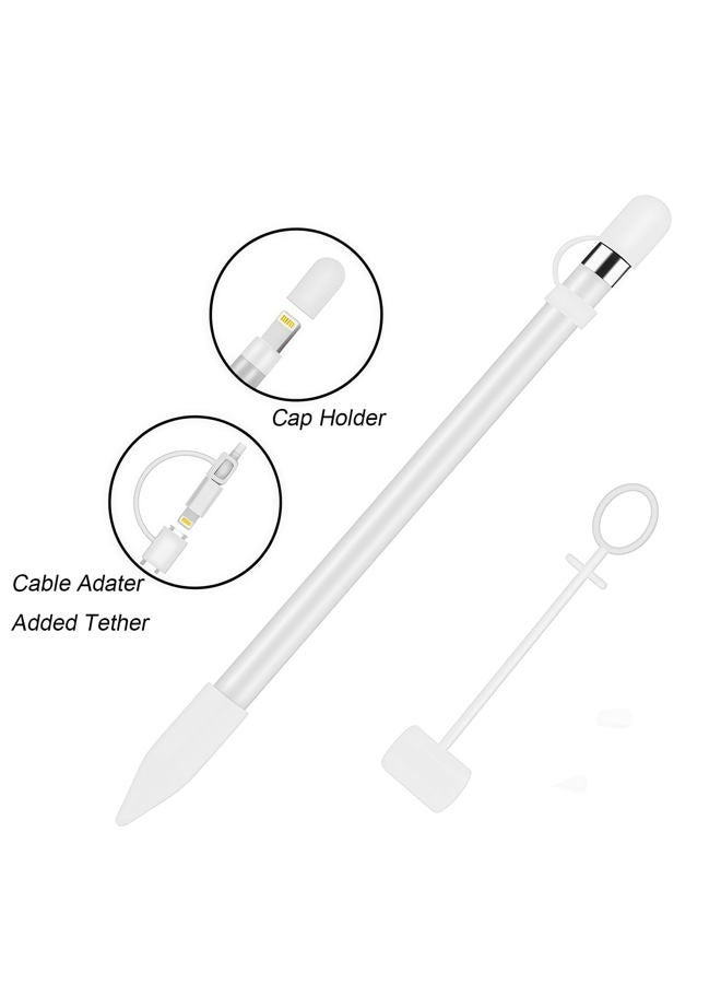 siduater [4 عبوات] ملحقات حماية سيليكون لجهاز Apple Pencil الجيل الأول، تشمل 1 بديل لغطاء Apple Pencil، حامل غطاء Apple Pencil، غطاء طرف Apple Pencil، حبل موصل - أبيض - Image 5