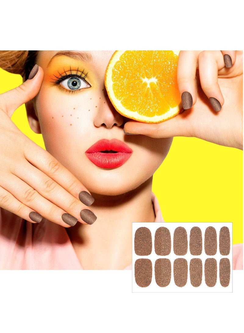 16 Sheets Glitter Nail Wraps Polish Stickers Self Adhesive Design Decals Strips in Solid Colors with 2 Pieces File for Women Girls DIY Manicure Decoration - Image 2