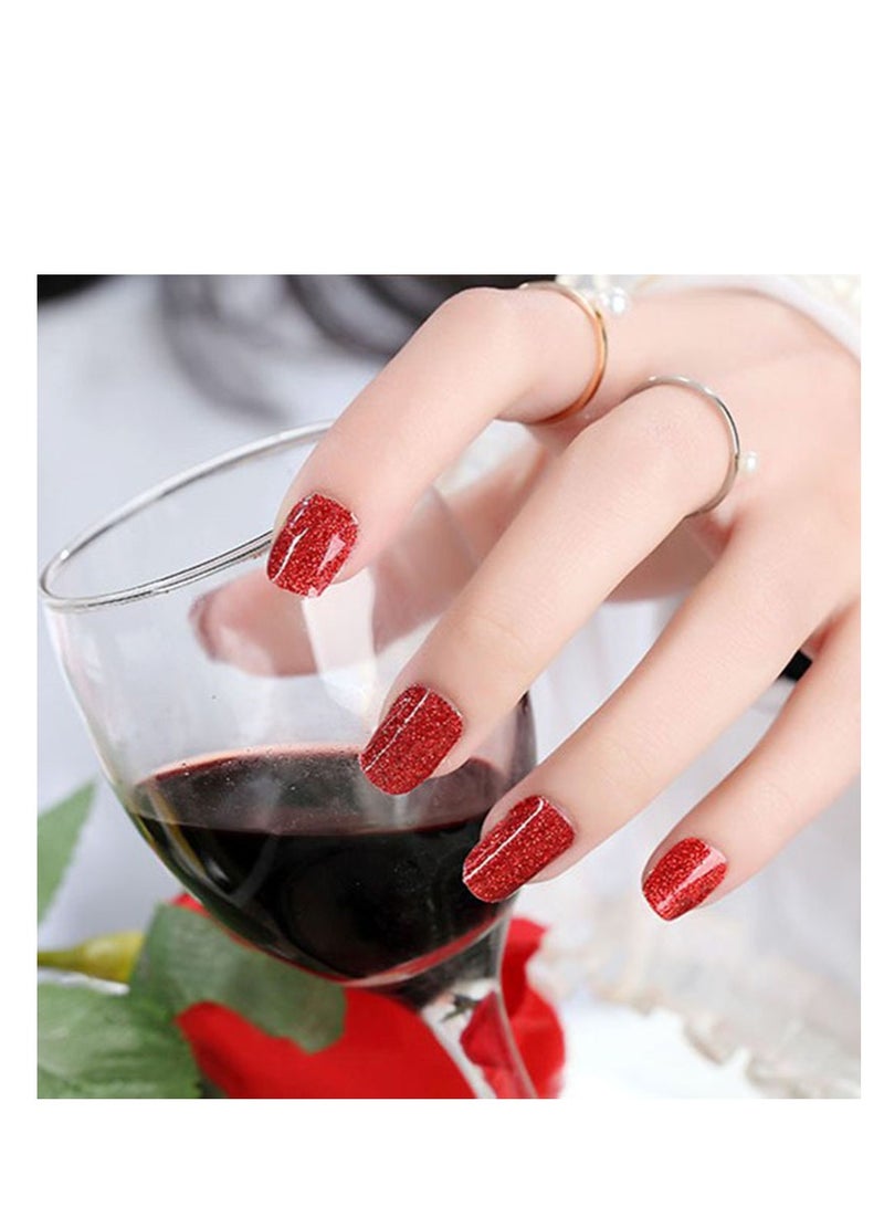 16 Sheets Glitter Nail Wraps Polish Stickers Self Adhesive Design Decals Strips in Solid Colors with 2 Pieces File for Women Girls DIY Manicure Decoration - Image 5