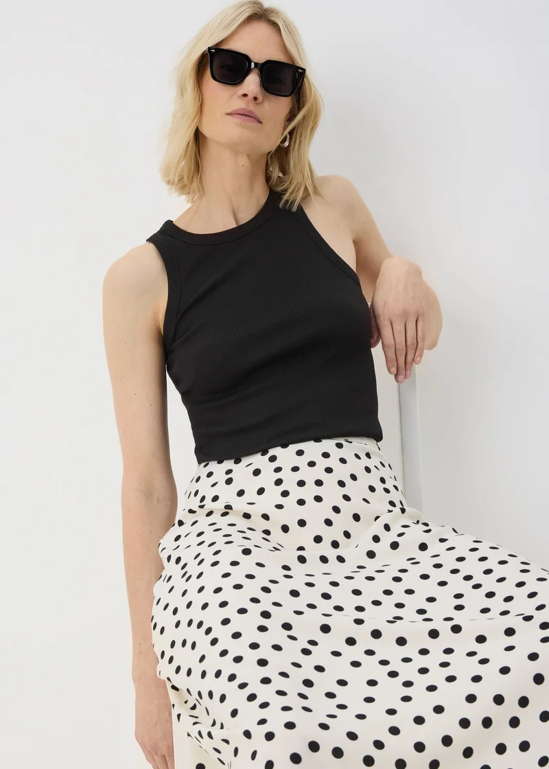 Matalan Black Ribbed High Neck Racer Back Vest Top