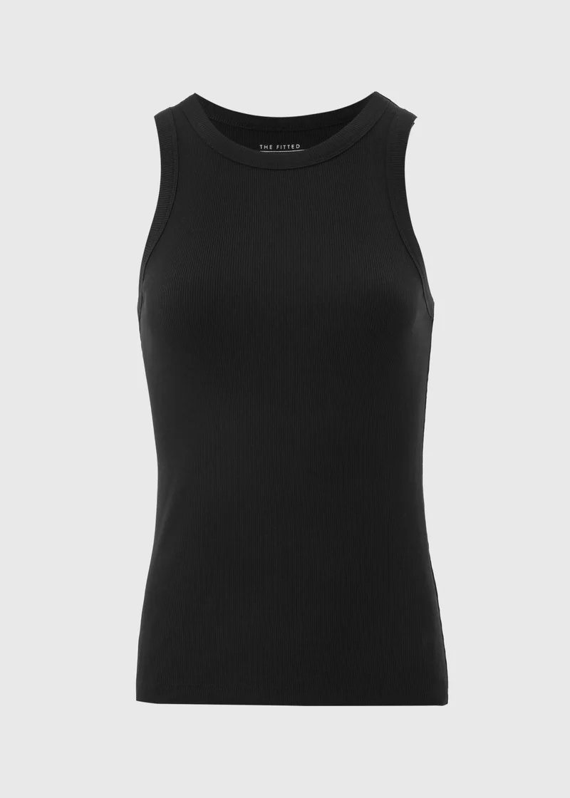 Matalan Black Ribbed High Neck Racer Back Vest Top
