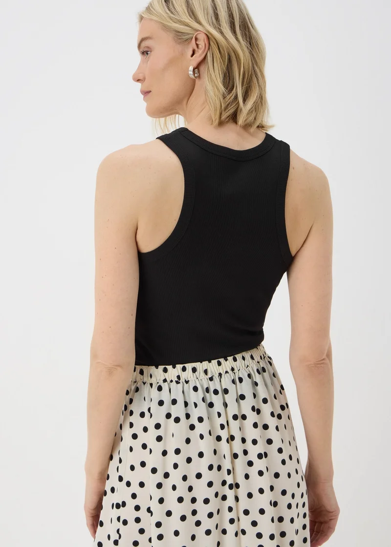 Matalan Black Ribbed High Neck Racer Back Vest Top