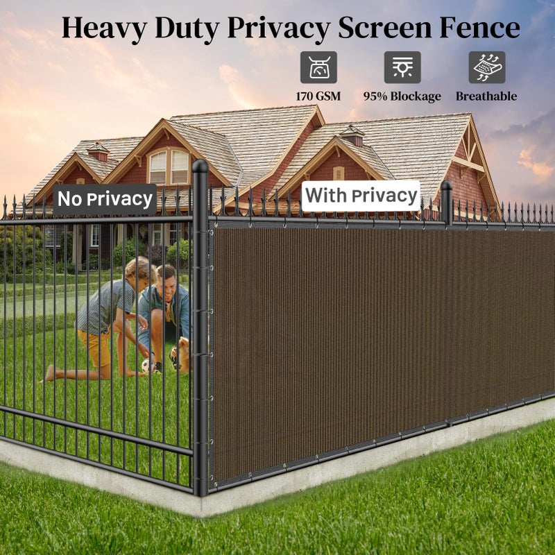 Winpull Backyard Privacy Fence Cover 6FT x 50FT for Chain Link & Wood Fence, 95% Visibility Block Outdoor Privacy Screen for Patio Balcony Yard, Breathable 170GSM HDPE Mesh with Reinforced Grommets - Image 4