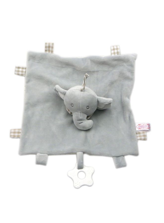 Baby Soothing Towel Plush Teething Toy Interactive Soft Doll Infant Comforter Mouthable Snackable Blanket Visual Auditory Stimulation-Color:Amalette Baby Elephant - Image 1