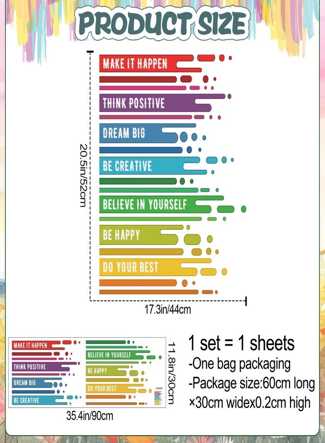 DRWSSR 1 Sheet Removable DIY Colorful Inspirational Quotes Wall Decals Vinyl Motivational Saying Positive Lettering Word Decal for Bedroom Family Office Wall Art Decor - Image 2