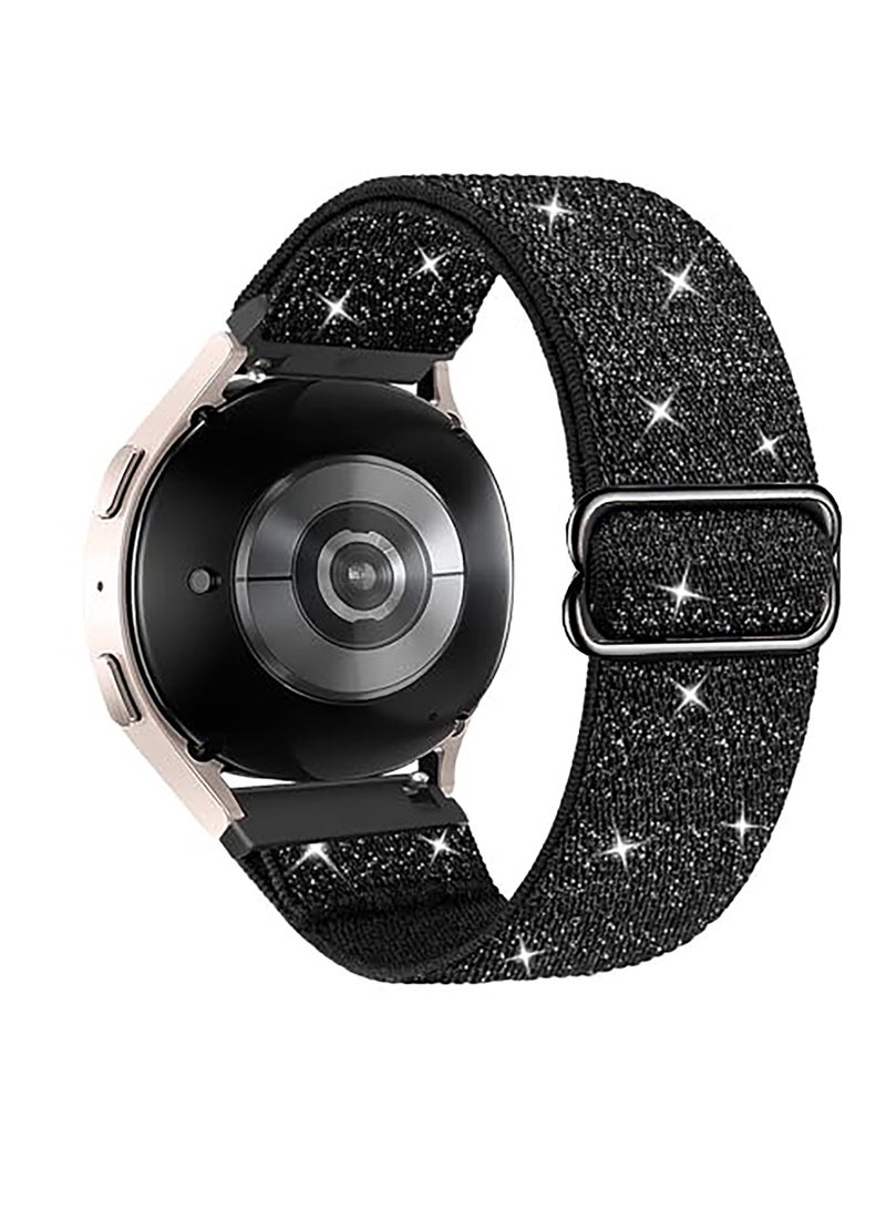 Strap Nylon Loop 22MM Band For Samsung galaxy watch 3 45mm /galaxy 46mm/Gear S3/Huawei watch GT3 46MM/GT 4 46MM/GT2E/GT 46mm/GT2 Pro/GT2 46MM/Honor Magic Watch2 46mm/Amazfit GTR 4/3/2/2e Shiny Black 