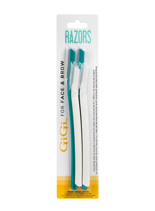 GiGi Dermaplaning Tool for Face & Eyebrows - Precision Eyebrow Razor for Women, Facial Razors for Hair Removal with Safety Cover, 4 Pcs - Image 1