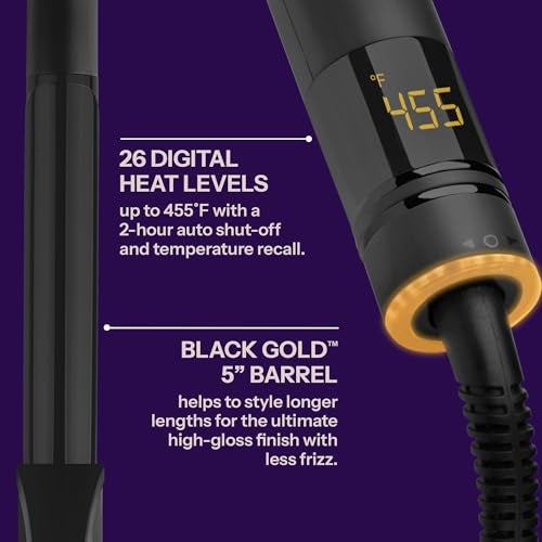 Hot Tools Pro Artist Black Gold Digital Salon Hair Curling Iron | Medium Loose Curls and Tousled Waves, (1-1/4 inch) - Image 4