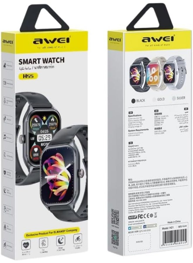 أوي ساعة ذكية متعددة الوظائف Awei H55 (رجال/نساء) سوار رياضي للياقة البدنية متوافق مع نظامي Android وiOS - أسود - Image 3