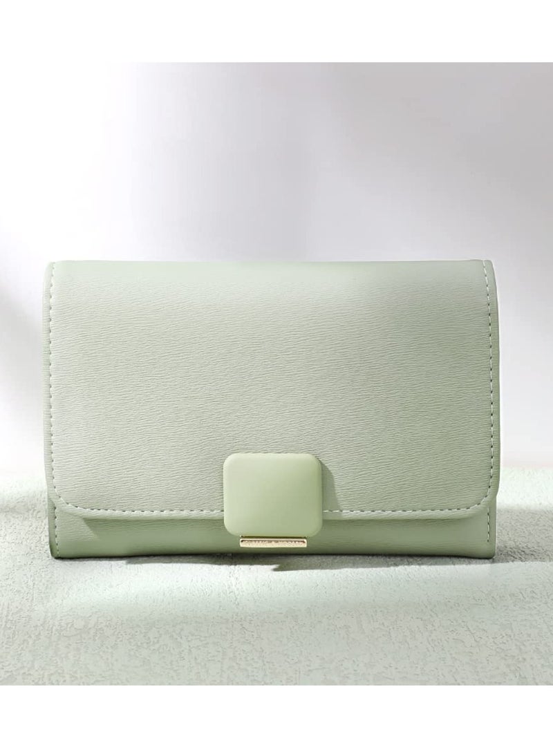 SYOSI Small Wallet for Women TERRIFI Ladies Small Compact Ins Style PU Leather RFID Blocking Tri folded Envelope Wallets Credit Card Holder Organizer with Zipper Pocket Mini Lady Purse Green - Image 2