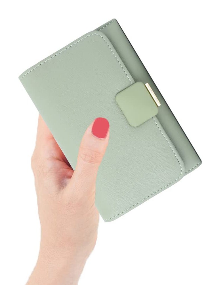 SYOSI Small Wallet for Women TERRIFI Ladies Small Compact Ins Style PU Leather RFID Blocking Tri folded Envelope Wallets Credit Card Holder Organizer with Zipper Pocket Mini Lady Purse Green - Image 3