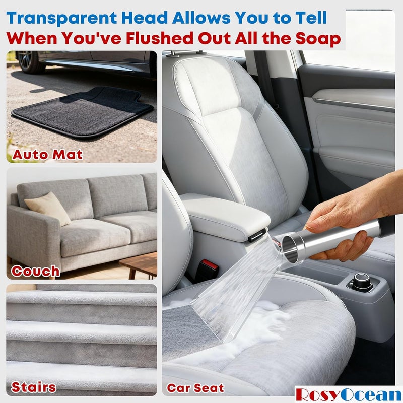 RosyOcean Shop Vac Extractor Attachment for Upholstery & Carpet Cleaning Accessory Hand Wand with Viewing Head Auto Detailing Vacuum Head Hand Tool for Truck Mount & Portable Extractor Vacuum Cleaner - Image 3