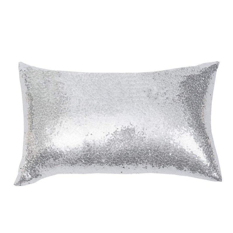 Poise3EHome 12x20inches Silver Throw Pillow Covers Sequin Decorative Pillow Cases for Couch  Bed  Living Room  Christmas (Silver  1PCS) - Image 1