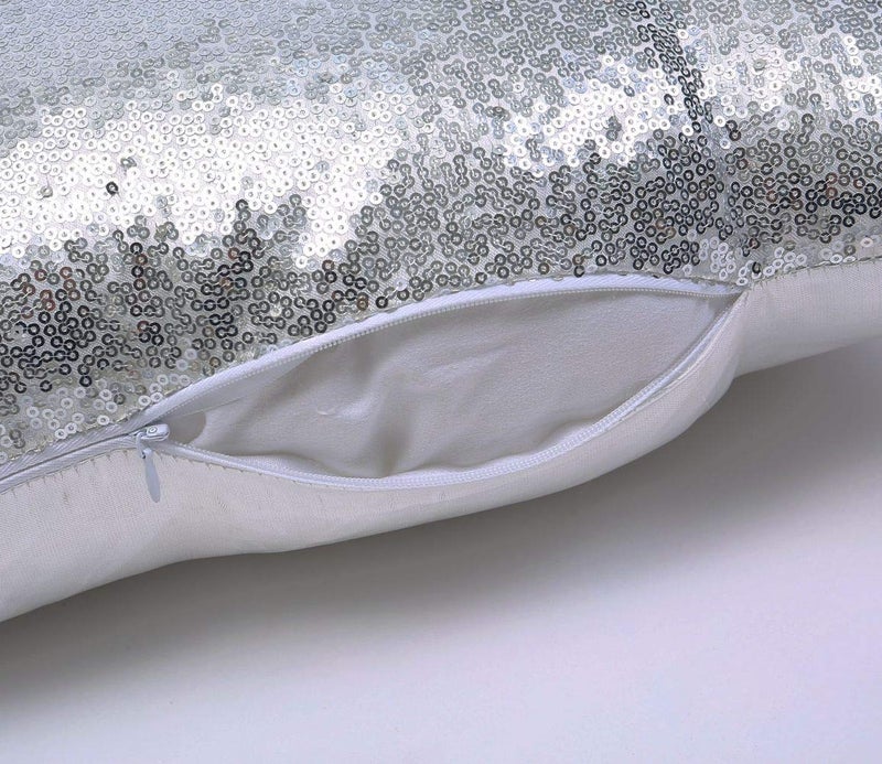 Poise3EHome 12x20inches Silver Throw Pillow Covers Sequin Decorative Pillow Cases for Couch  Bed  Living Room  Christmas (Silver  1PCS) - Image 4