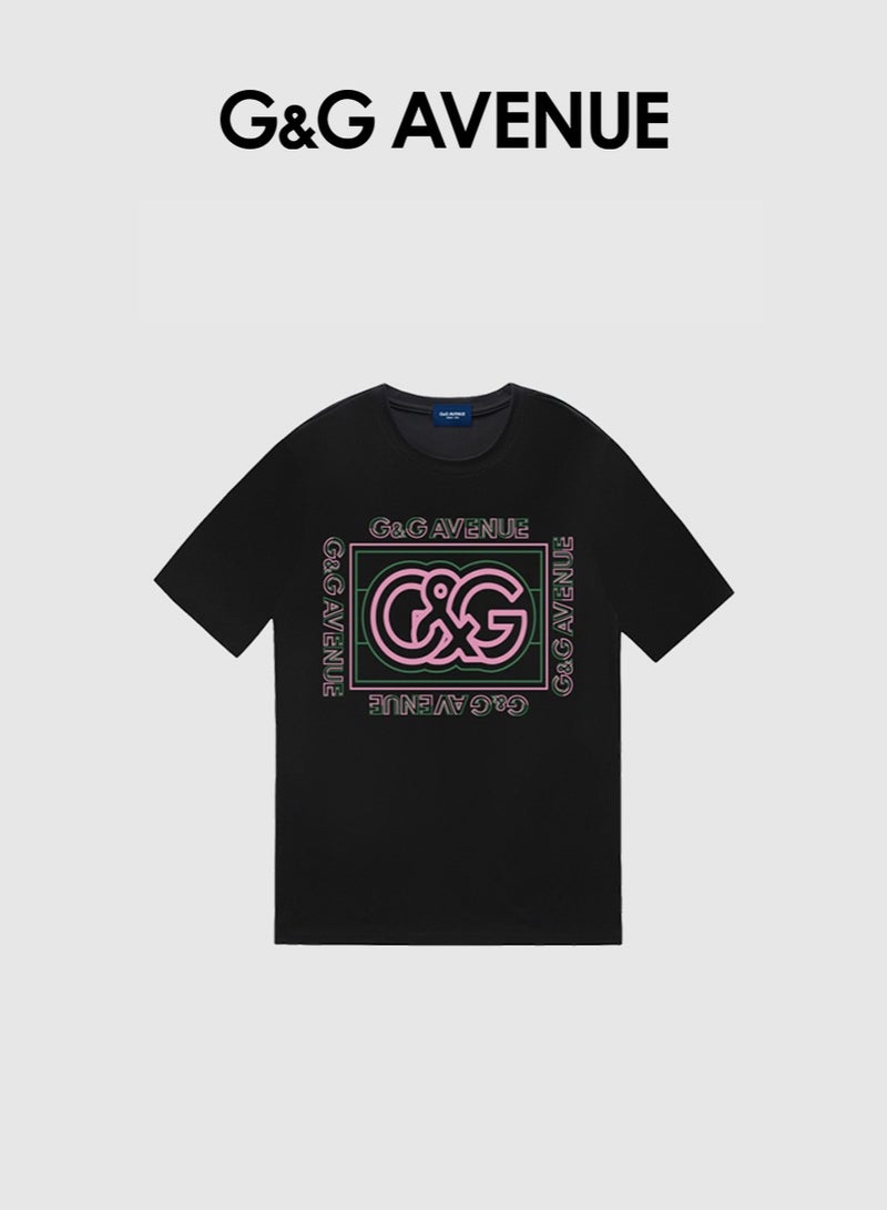G&G AVENUE Men's cotton men's fashion top black round neck retro plain casual vacation T-shirt summer gym fitness sports T-shirt comfortable short sleeved football team top Oversized  - Image 2
