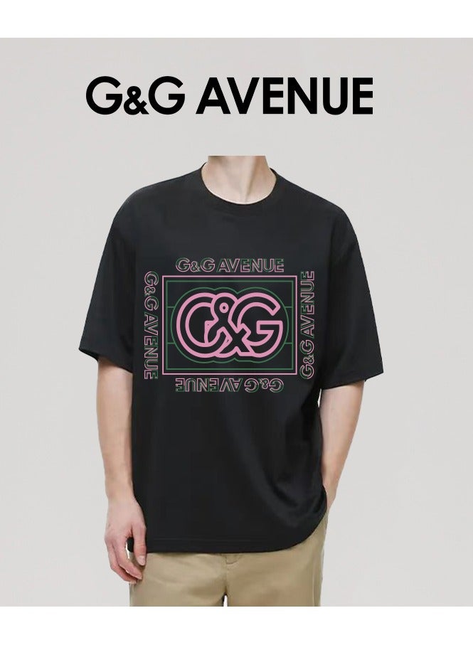 G&G AVENUE Men's cotton men's fashion top black round neck retro plain casual vacation T-shirt summer gym fitness sports T-shirt comfortable short sleeved football team top Oversized  - Image 4