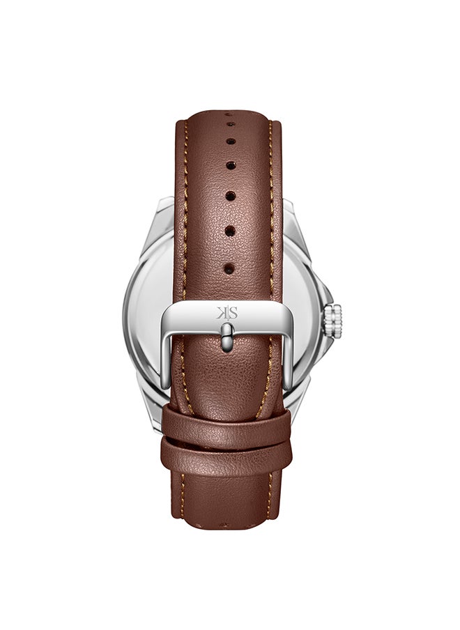 KENNETH SCOTT Men's Leather  Analog Watch K24022-SLDW - 43 mm  - Image 2