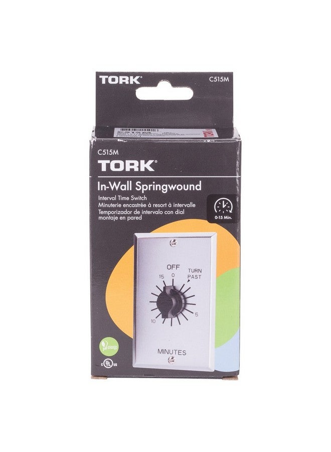 NSI NSI TORK C515M Spring-Wound In-Wall Twist Timer with Commercial Style Metal Plate and 15-Minute Length for Automatic Shutoff of Motors or Lights, #12AWG, Metal-brushed Aluminum  - Image 3