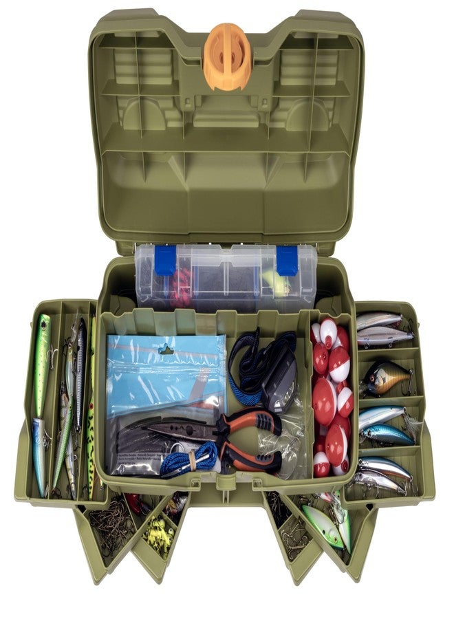 Flambeau صندوق أدوات صيد Flambeau Outdoors Next Gen 6/0 كبير - 6 أدراج دوارة، 32 قسمًا، يتضمن طقم أدوات صيد مكون من 25 قطعة، مكان لتخزين أدوات ومعدات الصيد، منظم طُعم الصيد، رمادي داكن - Image 3