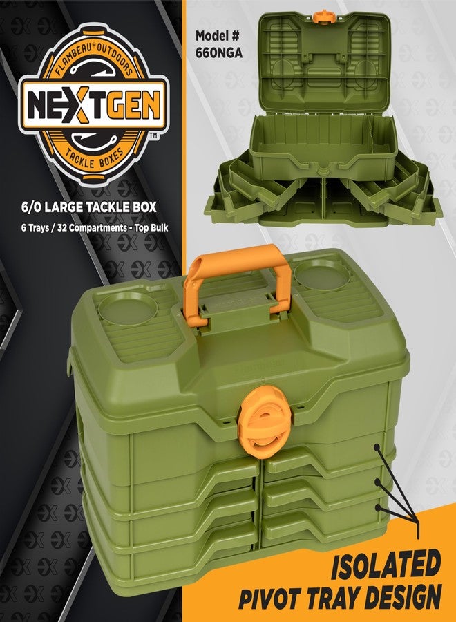 Flambeau صندوق أدوات صيد Flambeau Outdoors Next Gen 6/0 كبير - 6 أدراج دوارة، 32 قسمًا، يتضمن طقم أدوات صيد مكون من 25 قطعة، مكان لتخزين أدوات ومعدات الصيد، منظم طُعم الصيد، رمادي داكن - Image 2