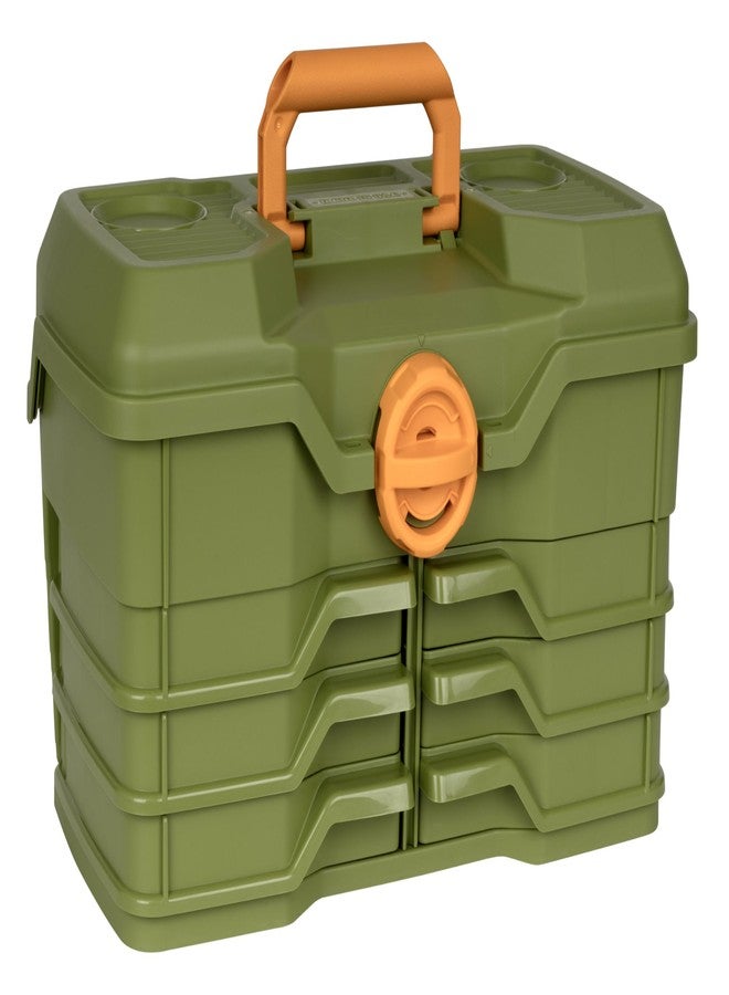 Flambeau صندوق أدوات صيد Flambeau Outdoors Next Gen 6/0 كبير - 6 أدراج دوارة، 32 قسمًا، يتضمن طقم أدوات صيد مكون من 25 قطعة، مكان لتخزين أدوات ومعدات الصيد، منظم طُعم الصيد، رمادي داكن - Image 1