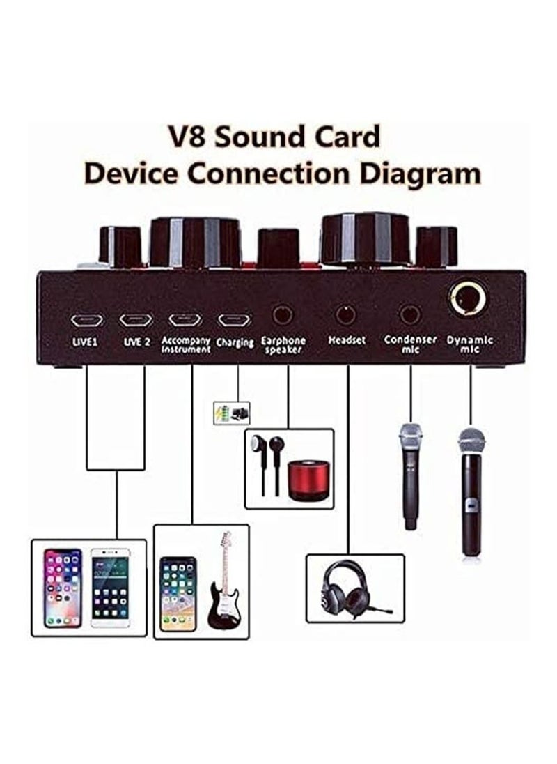 Generic - Sound Card, V8 Live Sound Card Voice Changer with Effects,Multifunctional Sound Card Live Sound Card, Microphone, Computer, Mobile Phone, Ipad, Ps4 Voice Changer, a Variety of Funny Sound Effects - Image 1