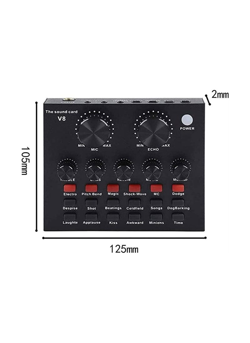 Generic - Sound Card, V8 Live Sound Card Voice Changer with Effects,Multifunctional Sound Card Live Sound Card, Microphone, Computer, Mobile Phone, Ipad, Ps4 Voice Changer, a Variety of Funny Sound Effects - Image 1