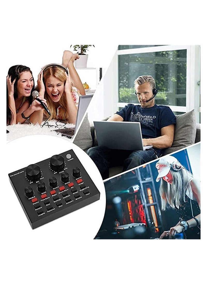 Generic - Sound Card, V8 Live Sound Card Voice Changer with Effects,Multifunctional Sound Card Live Sound Card, Microphone, Computer, Mobile Phone, Ipad, Ps4 Voice Changer, a Variety of Funny Sound Effects - Image 1