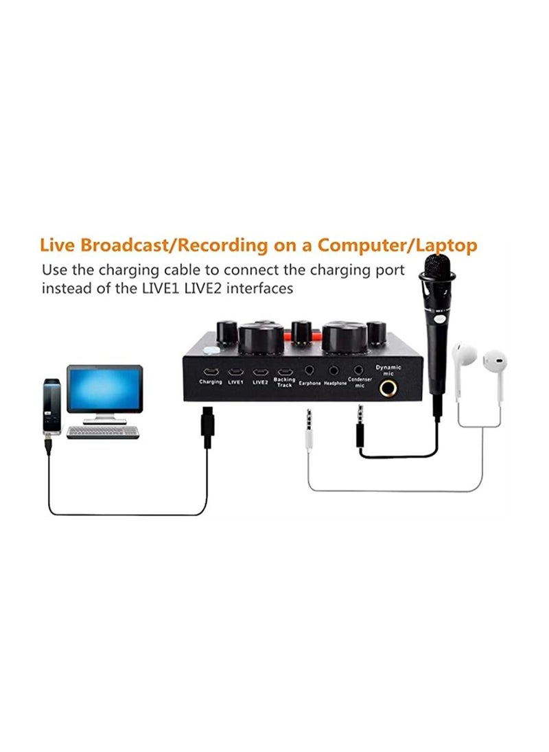 Generic - Sound Card, V8 Live Sound Card Voice Changer with Effects,Multifunctional Sound Card Live Sound Card, Microphone, Computer, Mobile Phone, Ipad, Ps4 Voice Changer, a Variety of Funny Sound Effects - Image 1