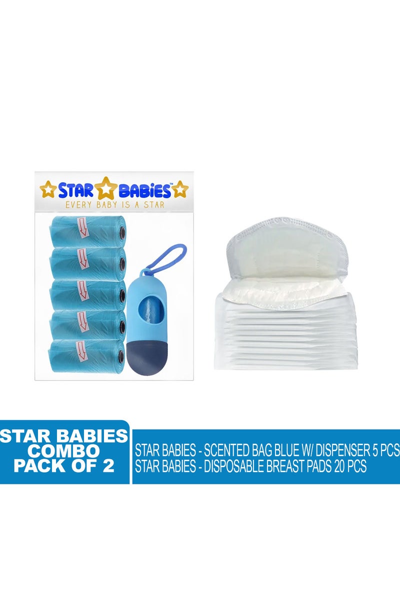 STAR BABiES حقيبة ستار بيبيز المعطرة + موزع + وسادة صدر - أزرق وأبيض - Image 2