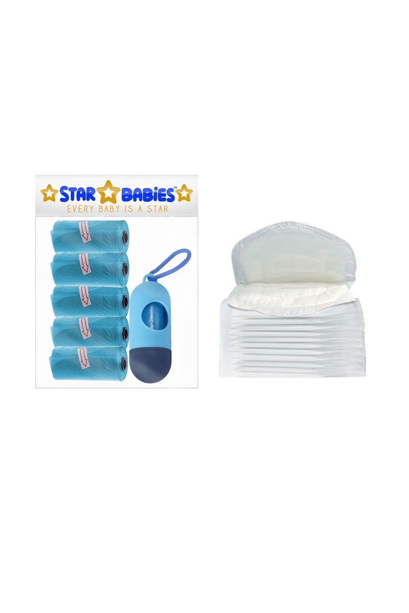 Star Babies Scented Bag + Dispenser + Breast Pad - Blue and White - Image 1