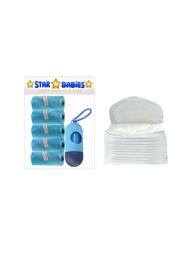 STAR BABiES حقيبة ستار بيبيز المعطرة + موزع + وسادة صدر - أزرق وأبيض - Image 1